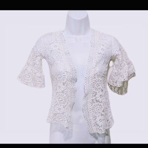 Self Esteem Crochet Shrug Cardigan Sweater XXS 2XS White 90s Y2K Angelic #3200